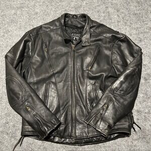 Barneys Leather Black Motorcycle Biker Jacket Side Lace Padded Size 58